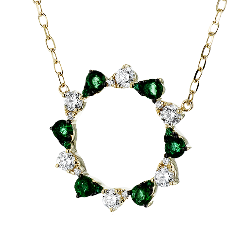 Zeghani 14K Yellow Gold Emerald And Diamond Circle Pendant