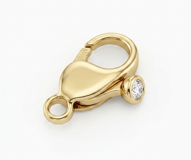 14K Yellow Gold Lobster Clasp Bezel Set Diamond