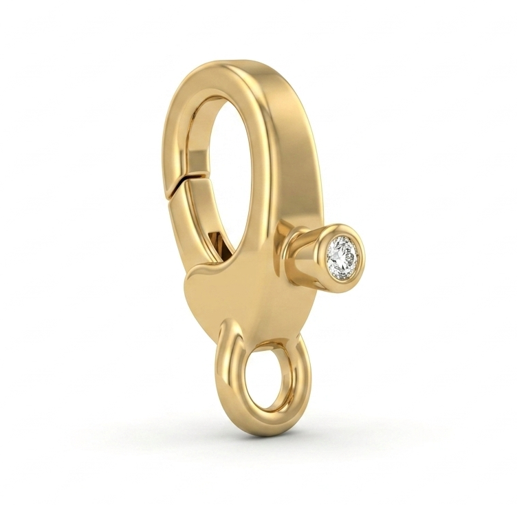 14K Yellow Gold Oval Lobster Clasp Bezel Set Diamond