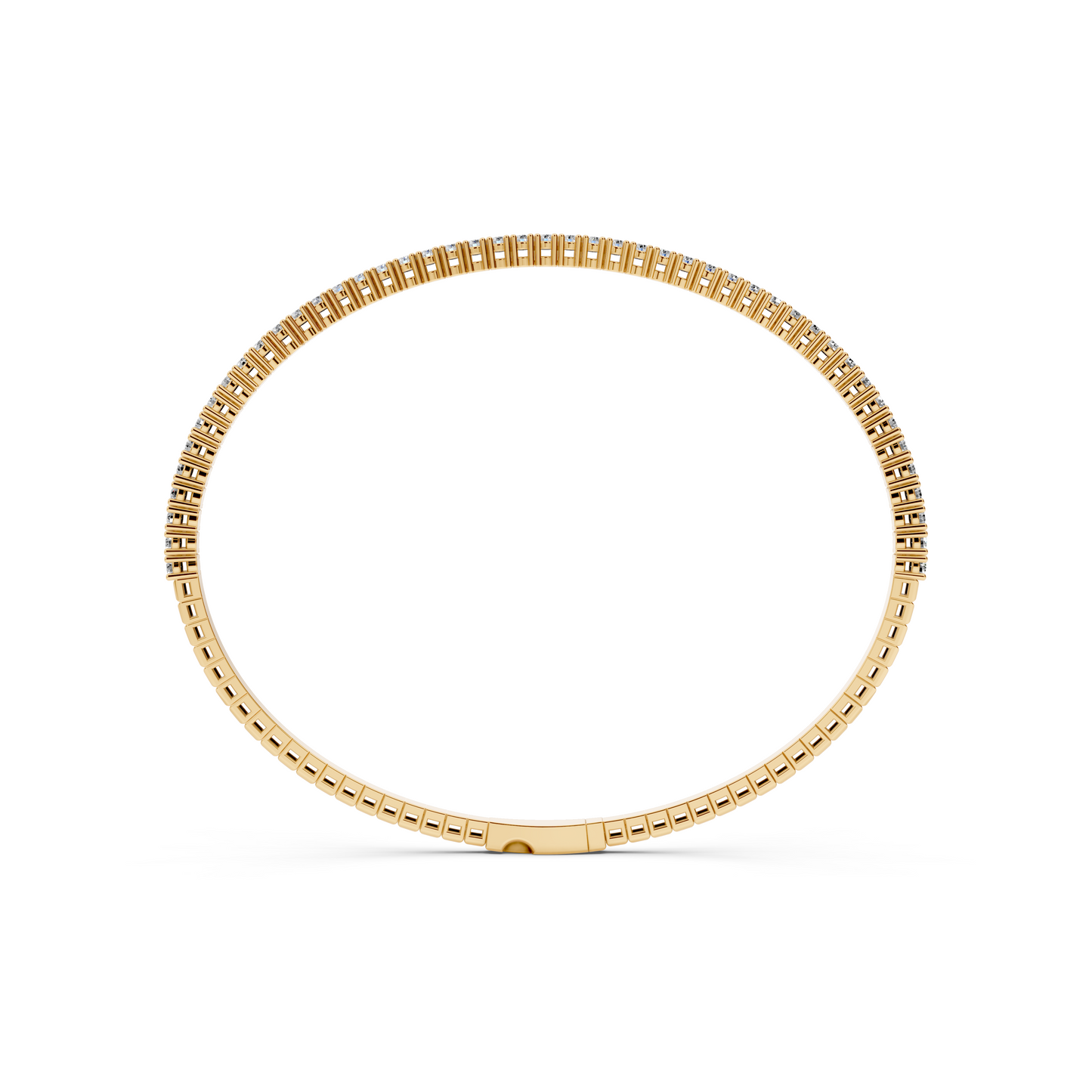 14K Yellow Gold Halfway Diamond Flexi Bangle