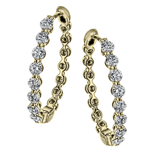 Simon G 14K Yellow Gold Oval Shaped Diamond Hoop Earrings