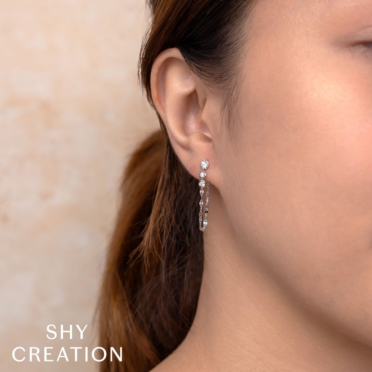 Shy 14K Yellow Gold Diamond Sparkle Chain Earrings