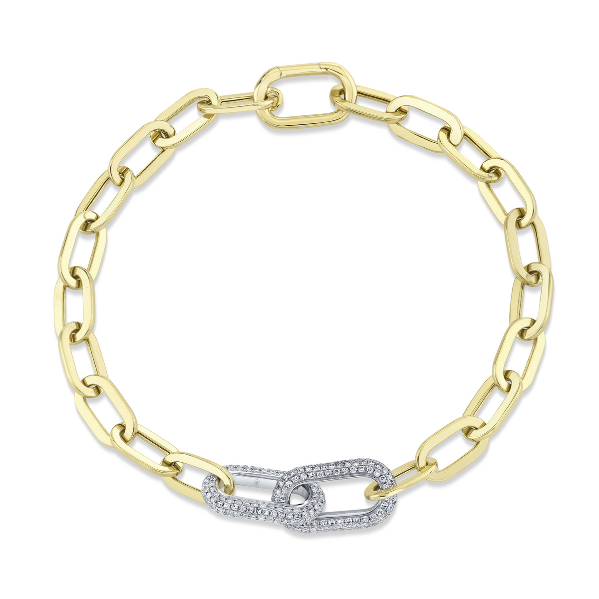 Shy 14K Two Tone Diamond Paper Clip Link Bracelet