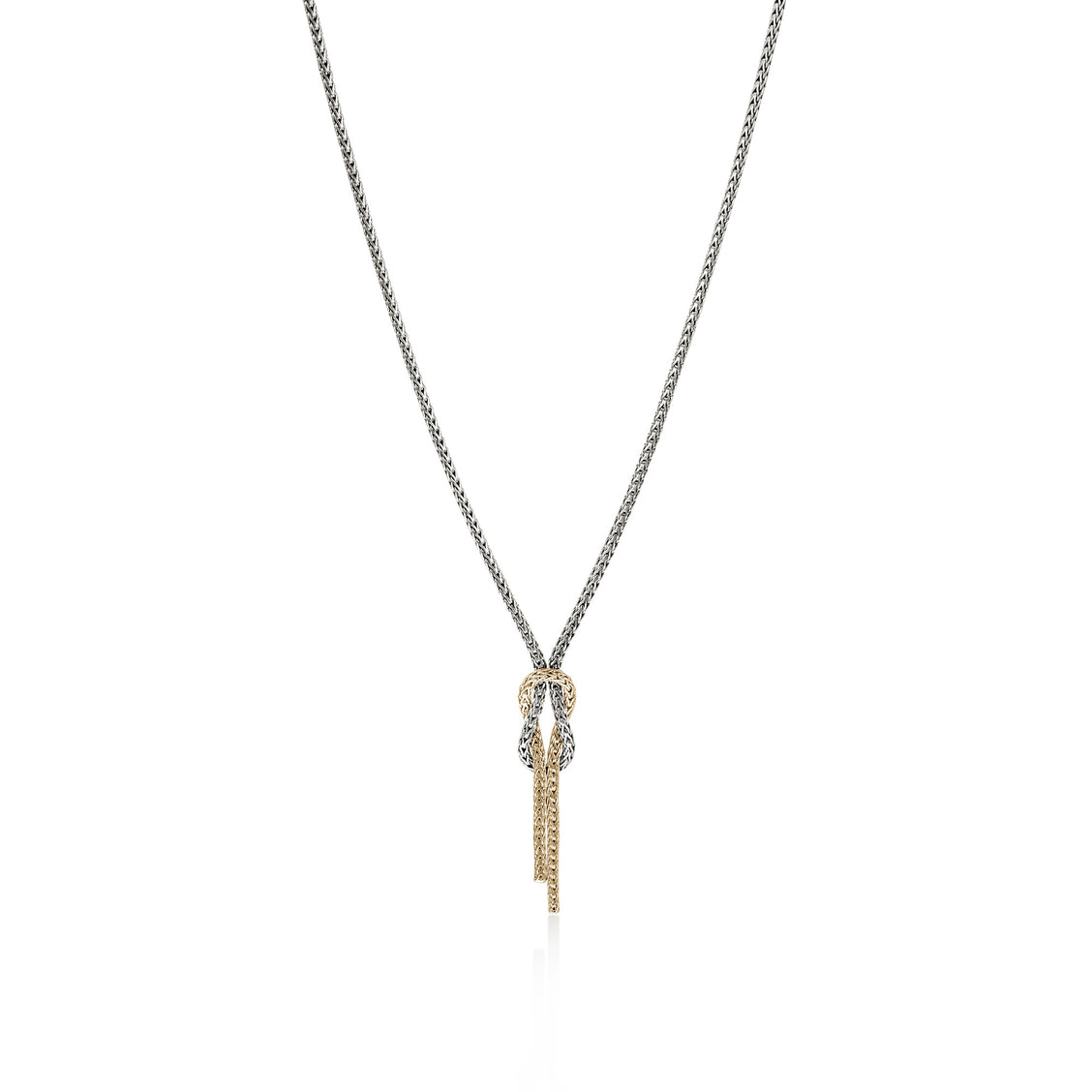 John Hardy Love Knot 14K Gold & Silver Drop Chain Necklace