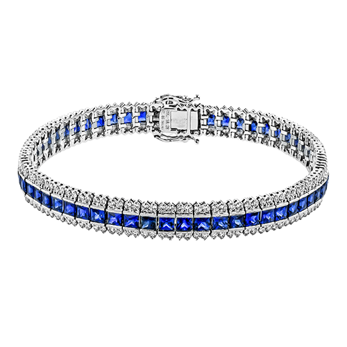 Simon G 14K White Gold Blue Sapphire& Diamond Bracelet