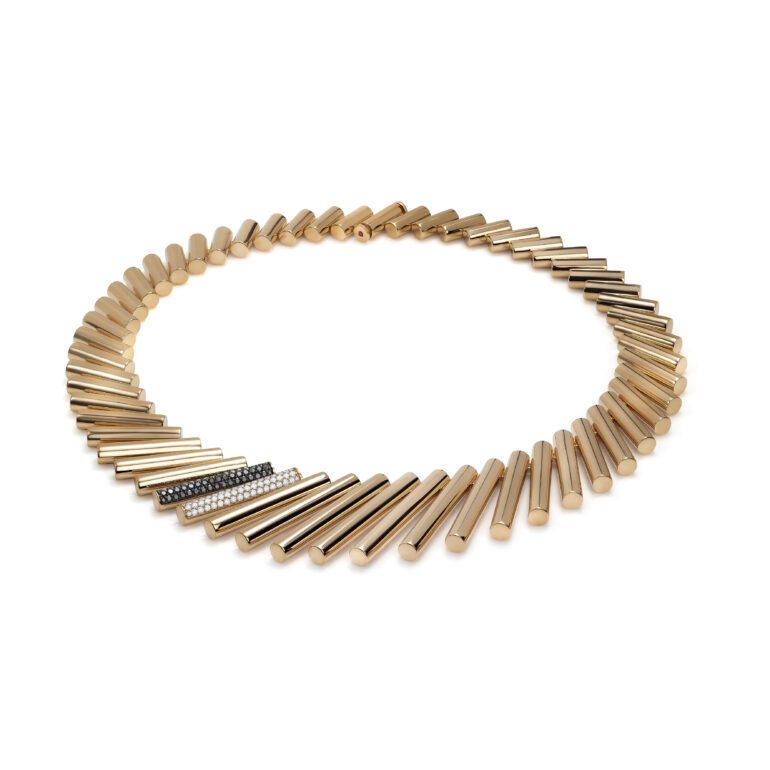 Roberto Coin 18K Two Tone White And Black Diamond Domino Necklace