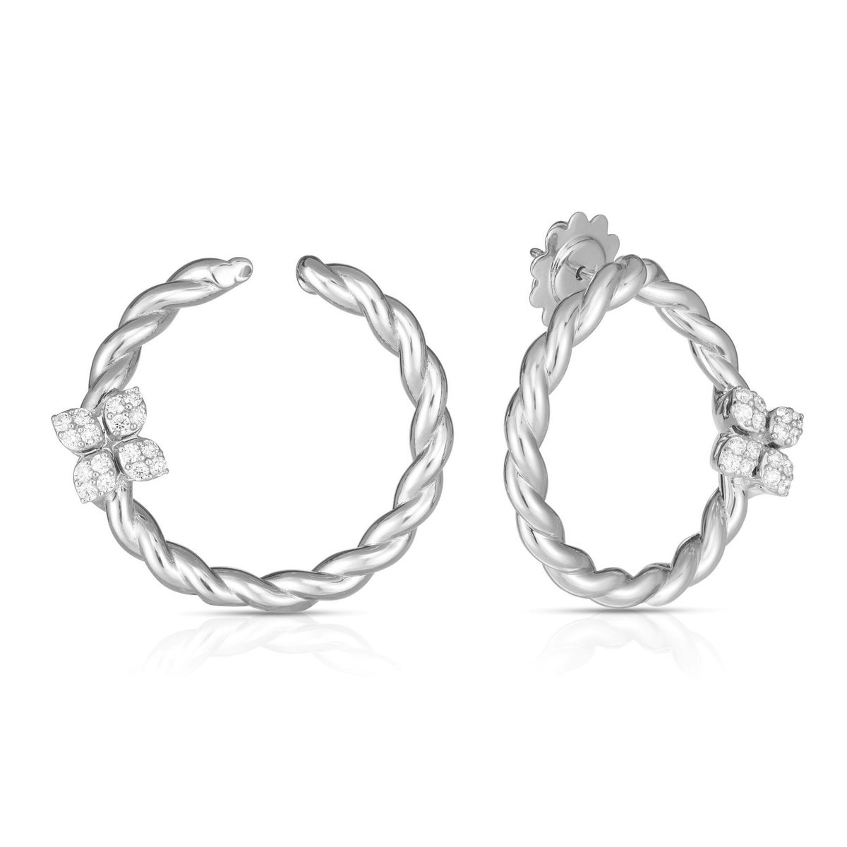 Roberto Coin 18K White Gold Love In Verona Diamond Twist Earrings
