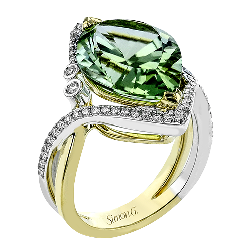Simon G 18K Two Tone Green Tourmaline And Diamond Ring