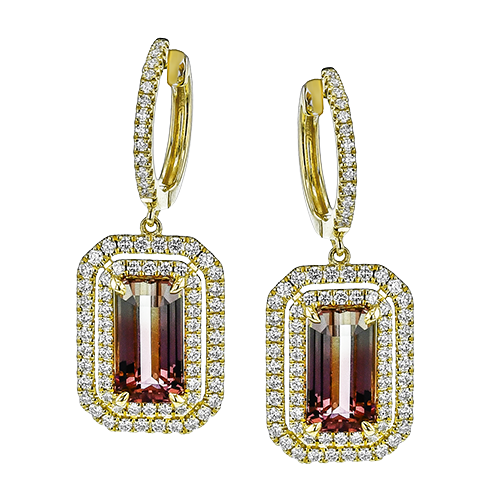 Simon G 18K Yellow Gold Tourmaline And Diamond Drop Earrings