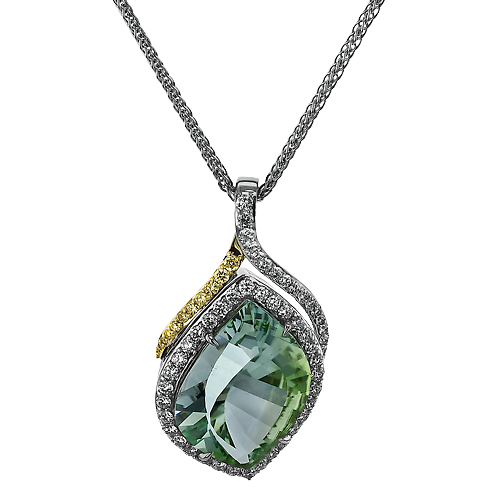 Simon G 18K Two Tone Green Tourmaline And Diamond Pendant Necklace