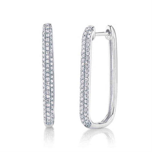 Shy Creation Diamond Pave Oval Hoop Earrings