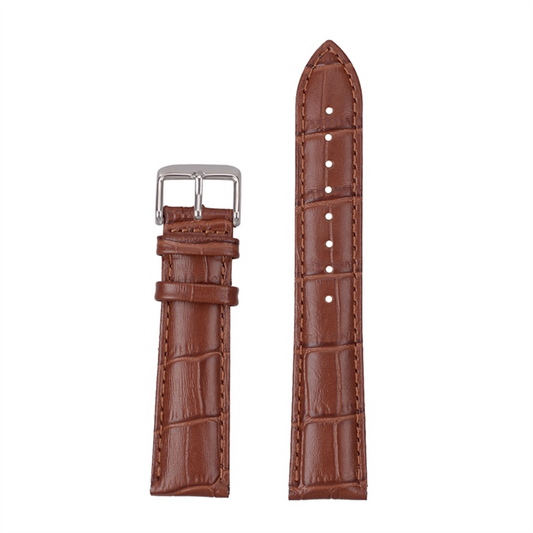 22Mm Genuine Calfskin Brown Leather Watch Strap