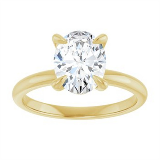 Rolland's Designs Yellow Gold Solitaire Semi-Mount For Oval Daimond