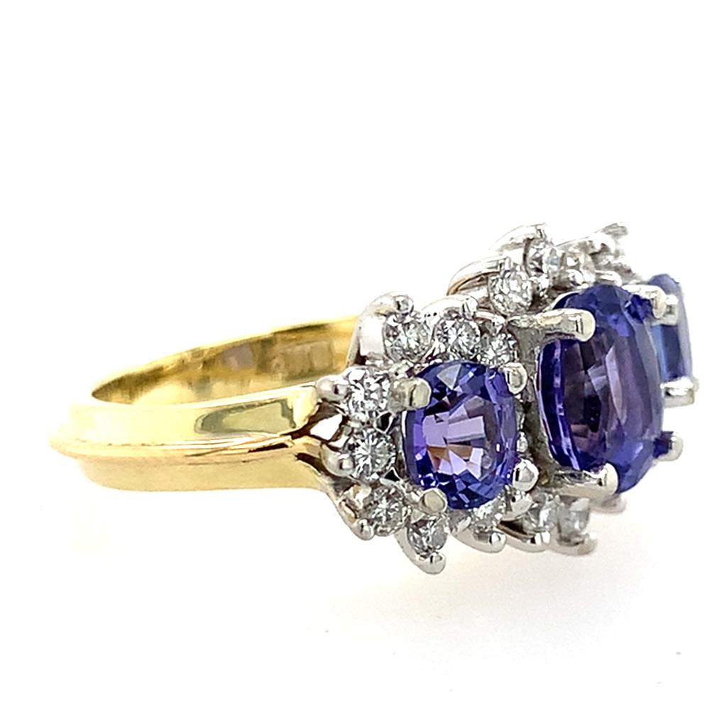 Estate 14K Two-Tone Tanzanite & Diamond Ring