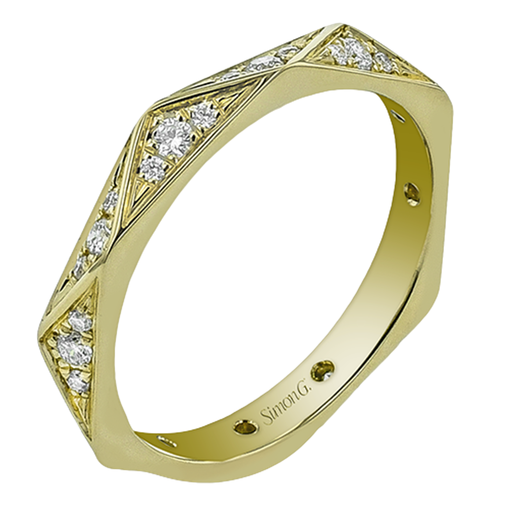 Simon G. 18K Yellow Gold Faceted Design Diamond Band