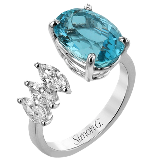 Simon G. Aquamarine & Diamond Ring