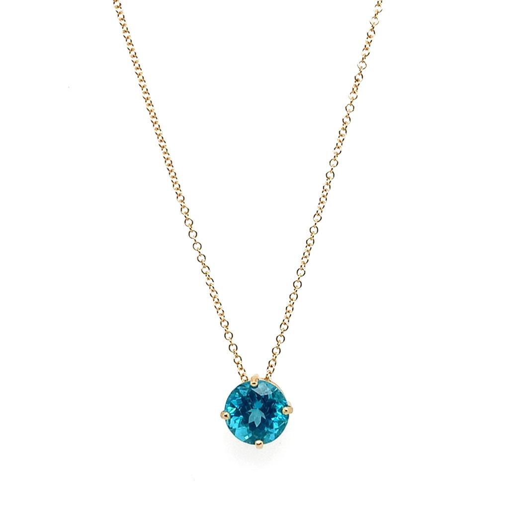 Rolland's Designs 14K Yellow Gold Solitare Apatite Necklace
