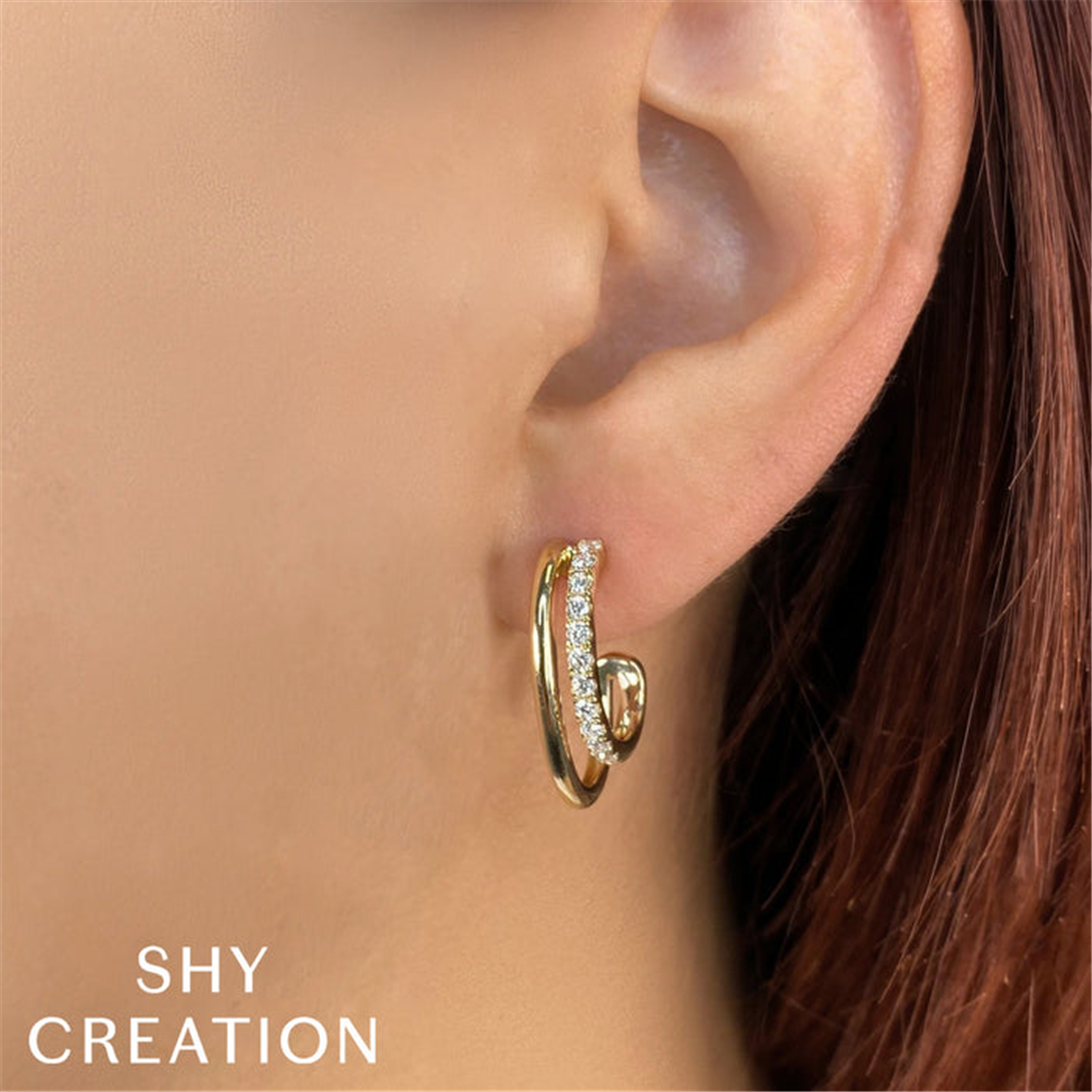 Shy Creation Gold Double Hoop Earring