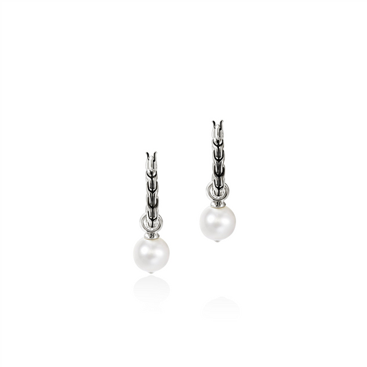 John Hardy Essentials Silver 8-8.5Mm Cultured Freshwater Pearl Hoop Earrings