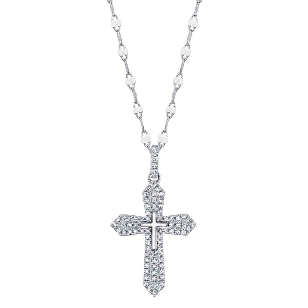 Shy 14Kw Diamond Cross Necklace