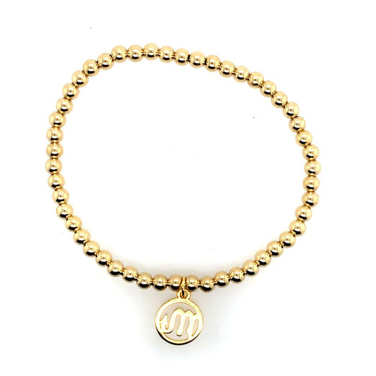 Dee Berkley Gold Filled Beaded Bracelet with Vermeil Scorpio Charm