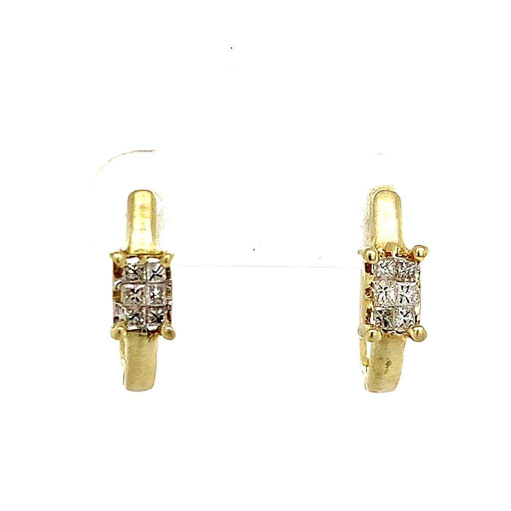 Estate 14K Gold Diamond Hoop Earrings