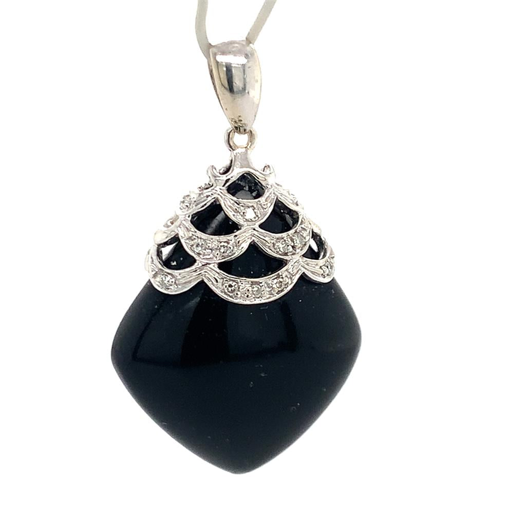 Estate 14K Gold Black Onyx Pendant