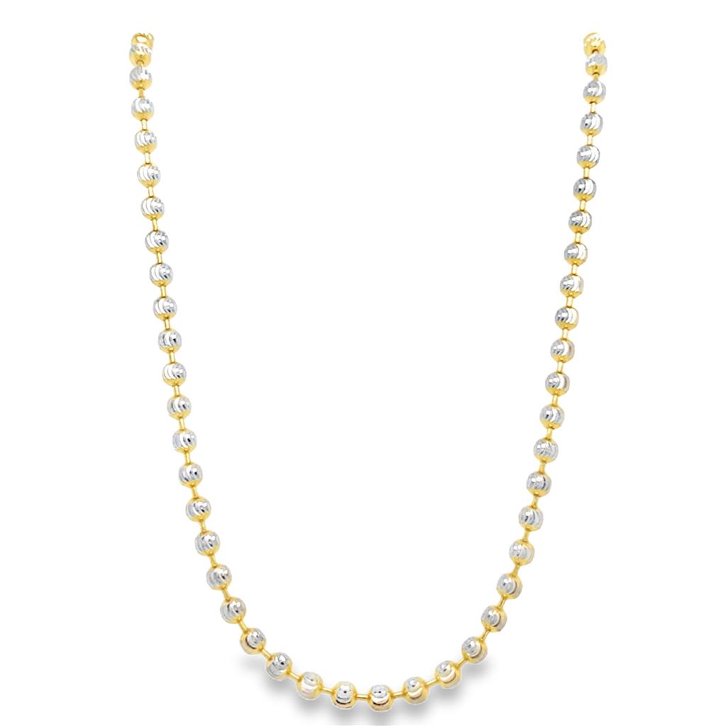 Estate 22K Gold Two-Tone Beaded Diamond Cut Chain