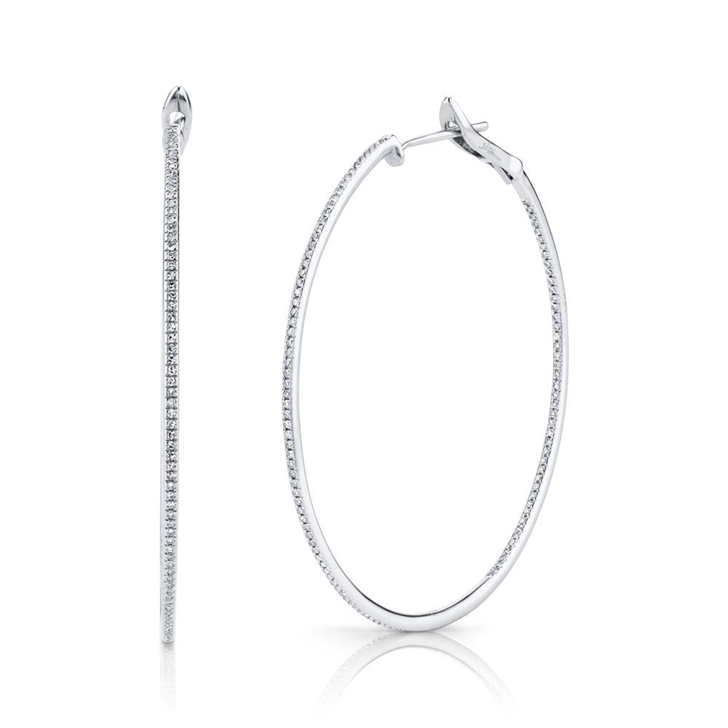Shy 14Ky Inside Outside Diamond Hoop Earrings