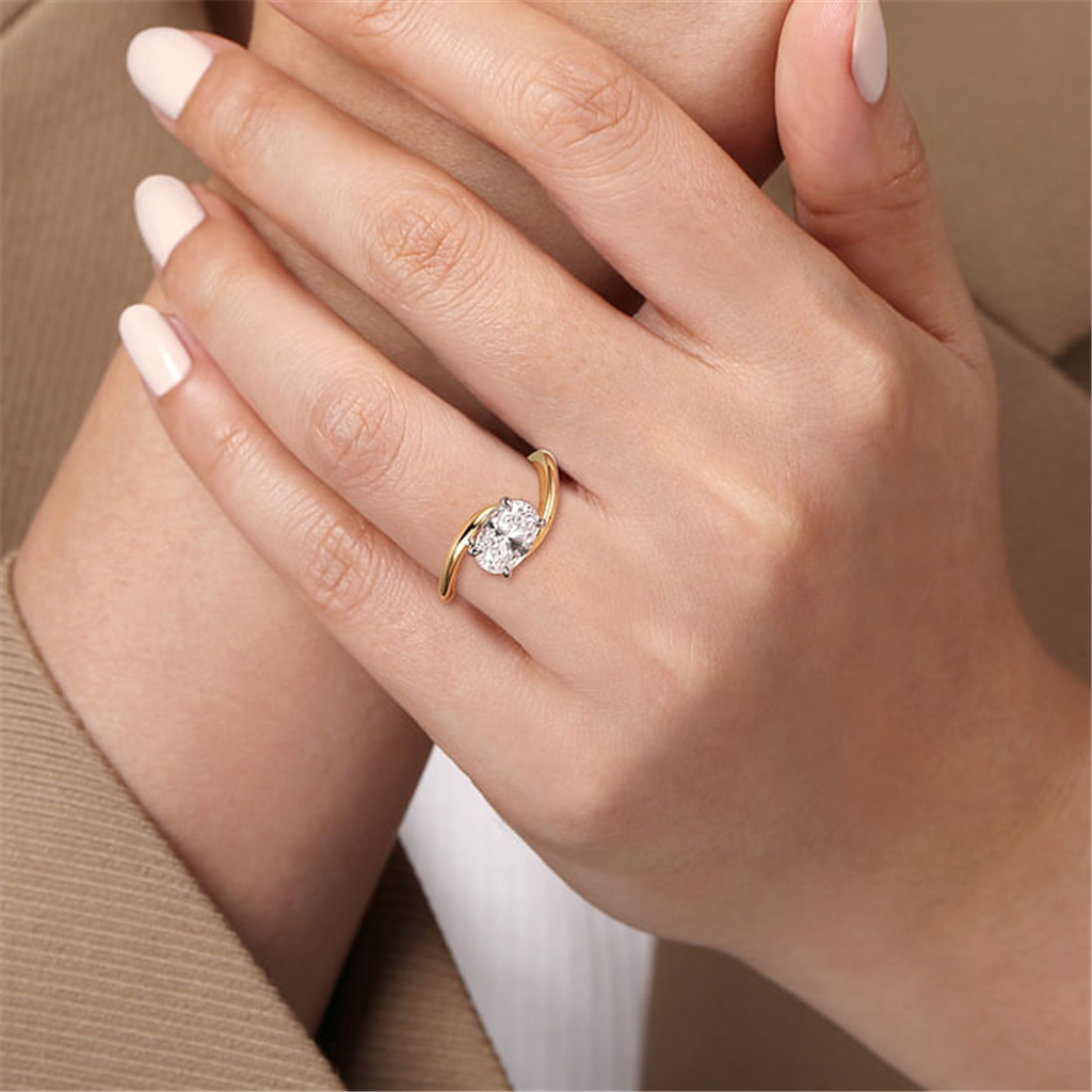 Gabriel 14K By-Pass Curve Solitaire Semi-Mount
