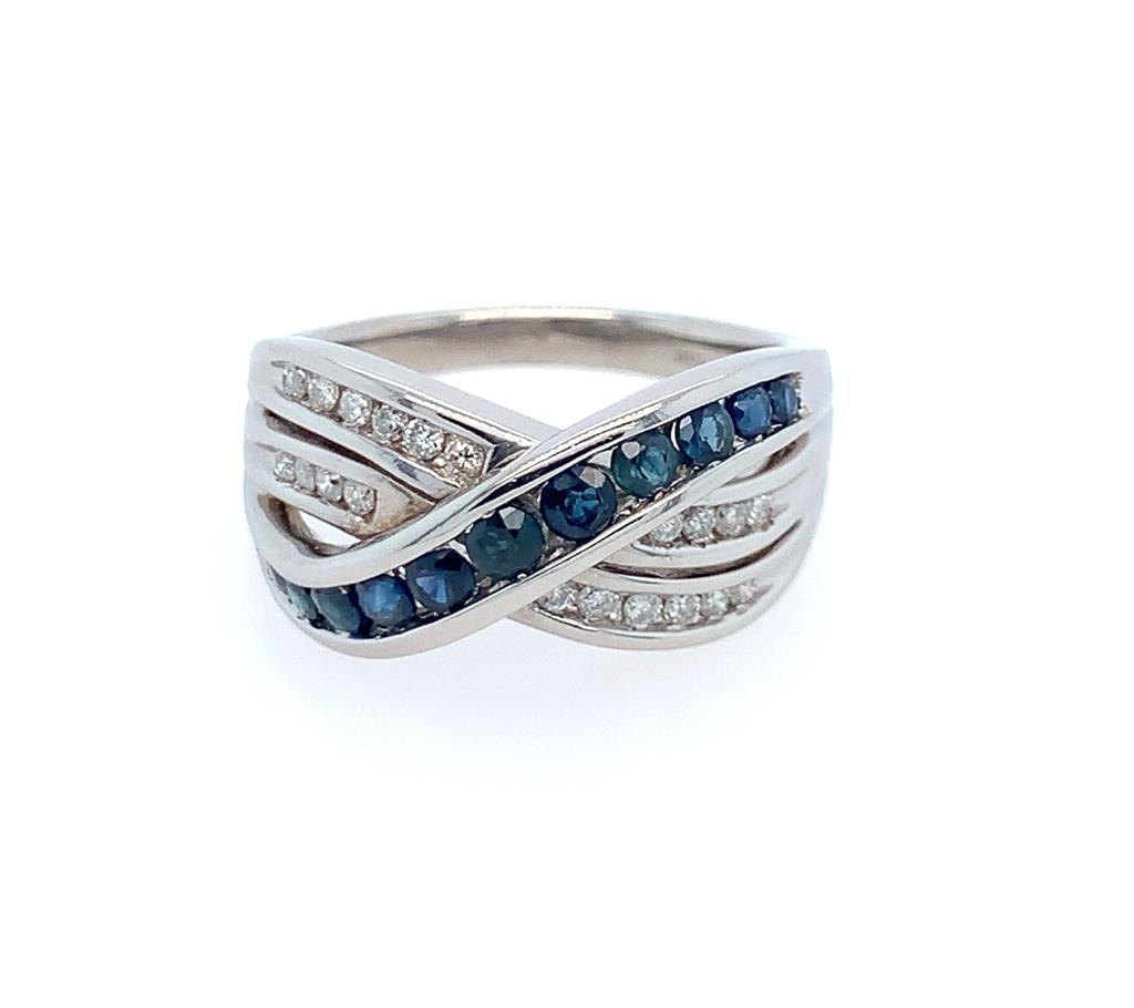 Estate Diamond and Sapphire Criss Cross Ring