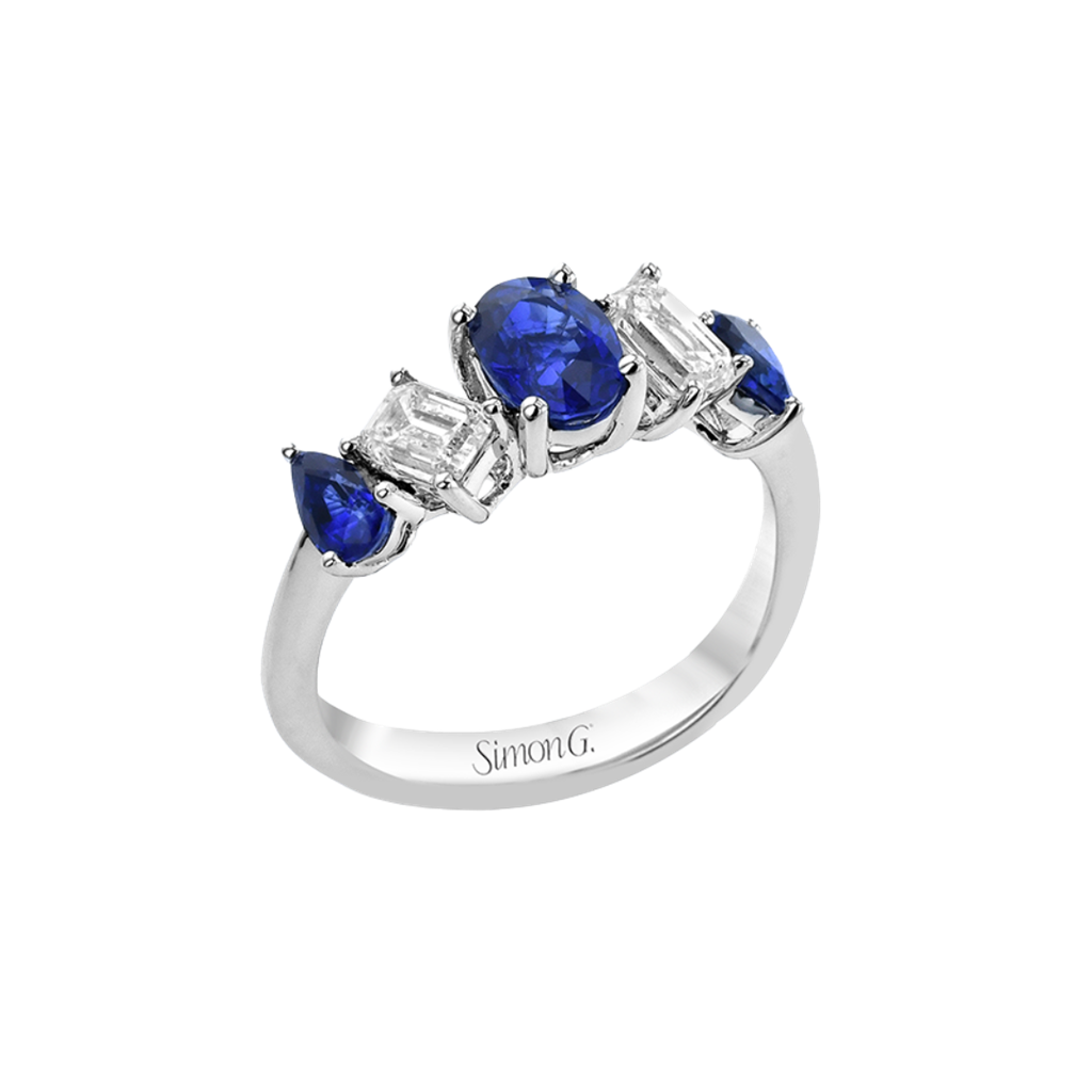 Simon G. 18Kw Sapphire & Diamond Geometric Ring