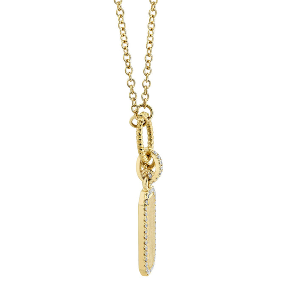 Shy Creation 14K Yellow Gold Diamond Dog Tag Pendant Necklace