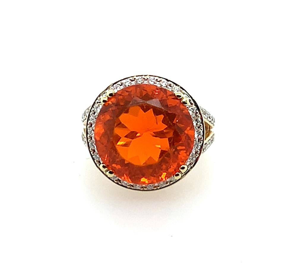 Estate 14K Yellow Gold & Fire Opal Ring