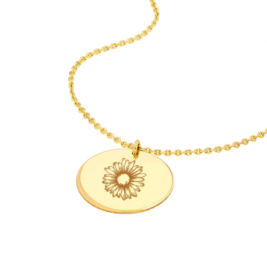 Rolland's Designs 14K Gold 13mm Engraveable Round Disc Pendant