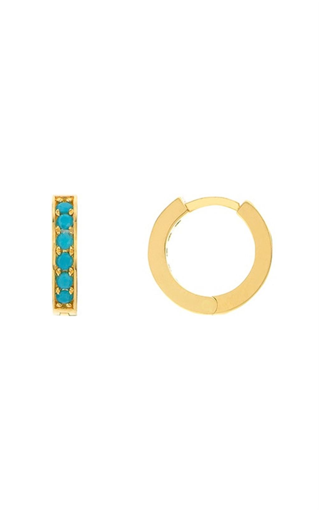 14k Turquoise Huggies