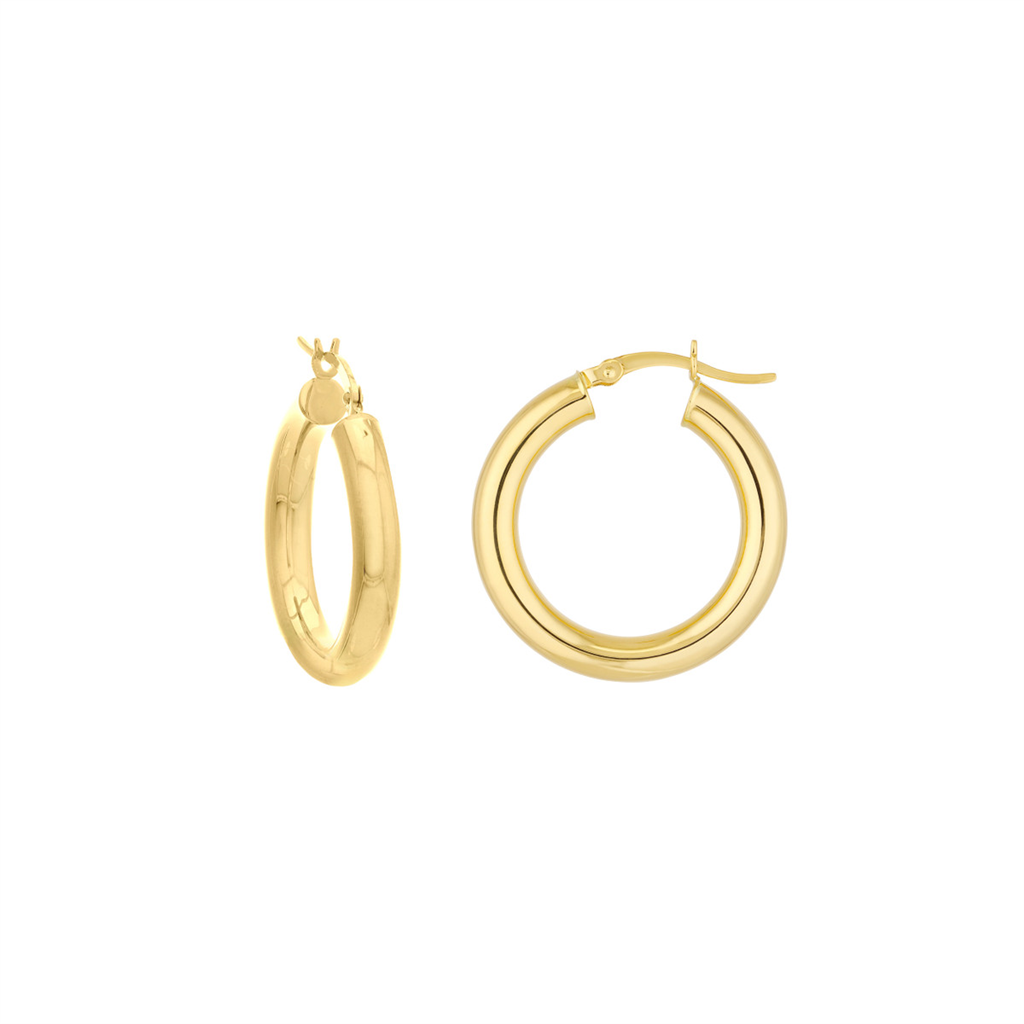 Rolland's Design Gold Round Tube Polished Hoop Earrings