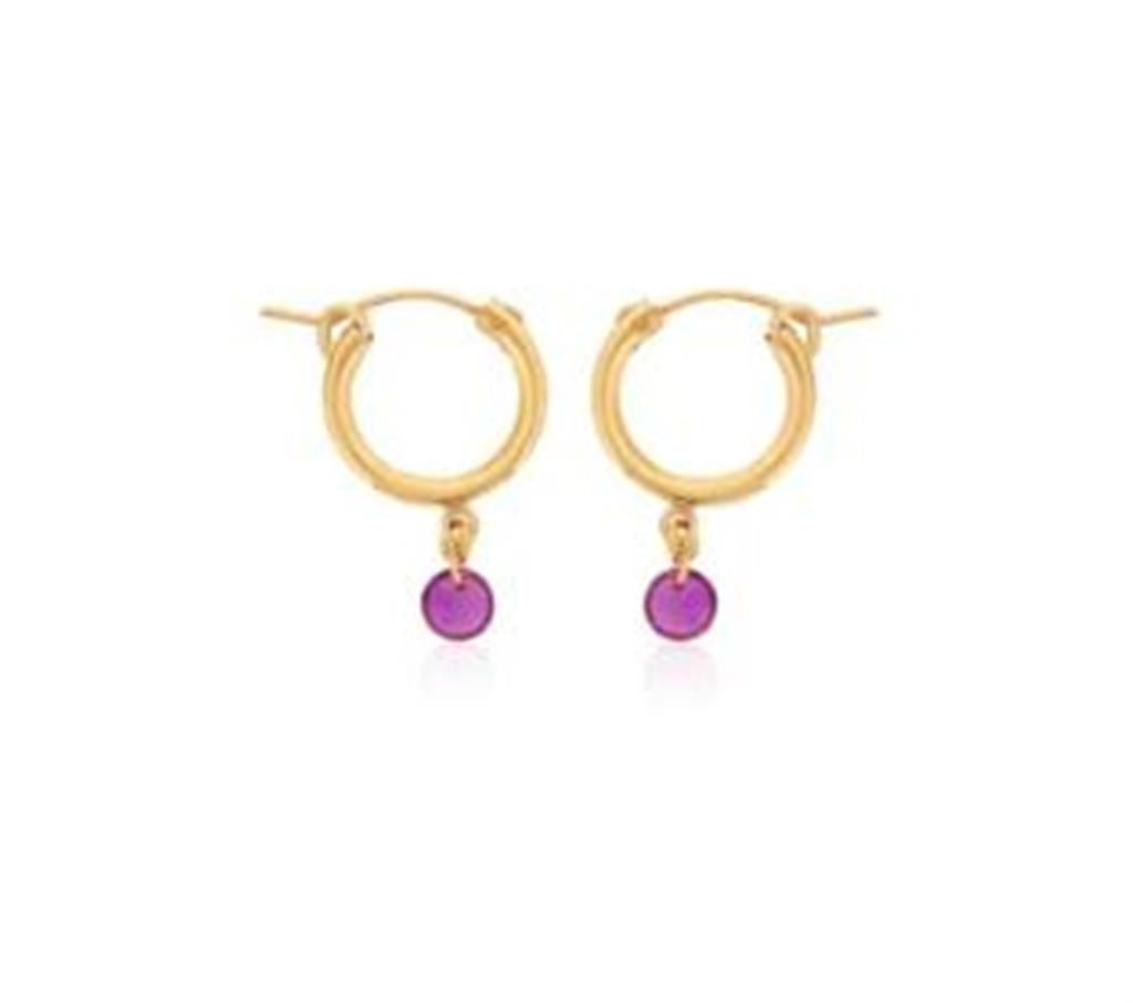 Dee Berkley Hoop Earrings With Ruby Gemstone Drop