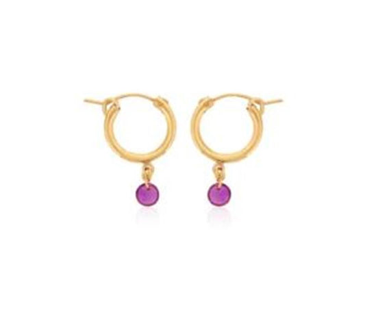 Dee Berkley Hoop Earrings With Ruby Gemstone Drop