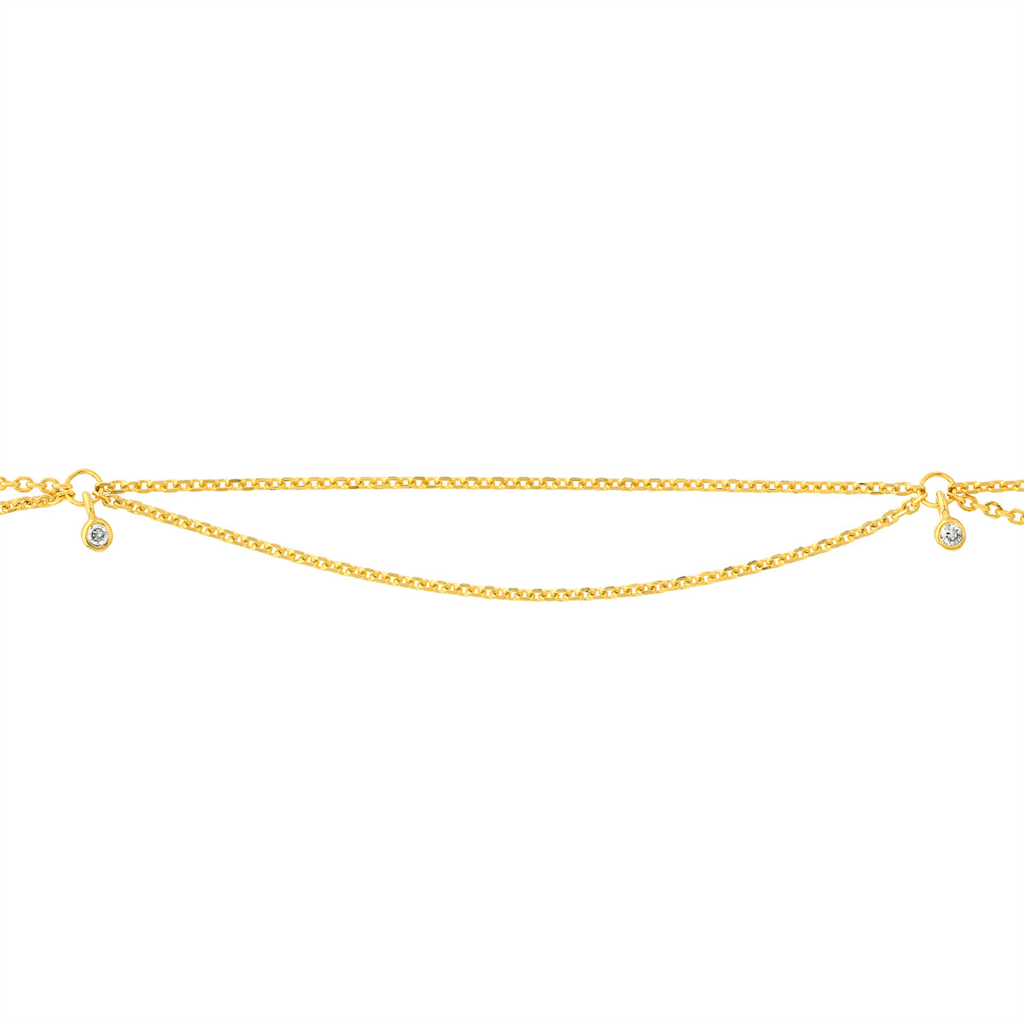 Rolland's Designs 14K Yellow Gold Diamond Anklet Bracelet