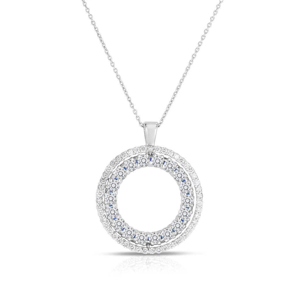 Roberto Coin 18K White Gold Double Sided Circle Blue Sapphire & Diamond Necklace