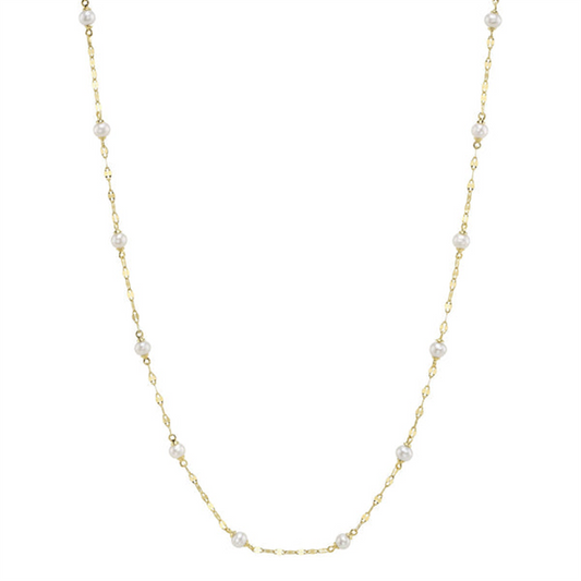 Shy Creation Cultured Pearl Sparkle Chain Necklace