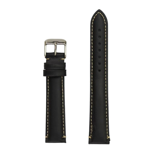 24Mm Black Leather Watch Strap