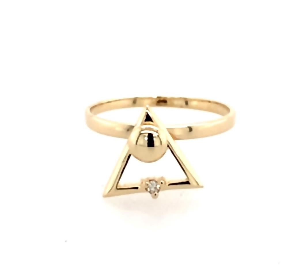 Estate 14K Gold Triangle Moveable Diamond Ring