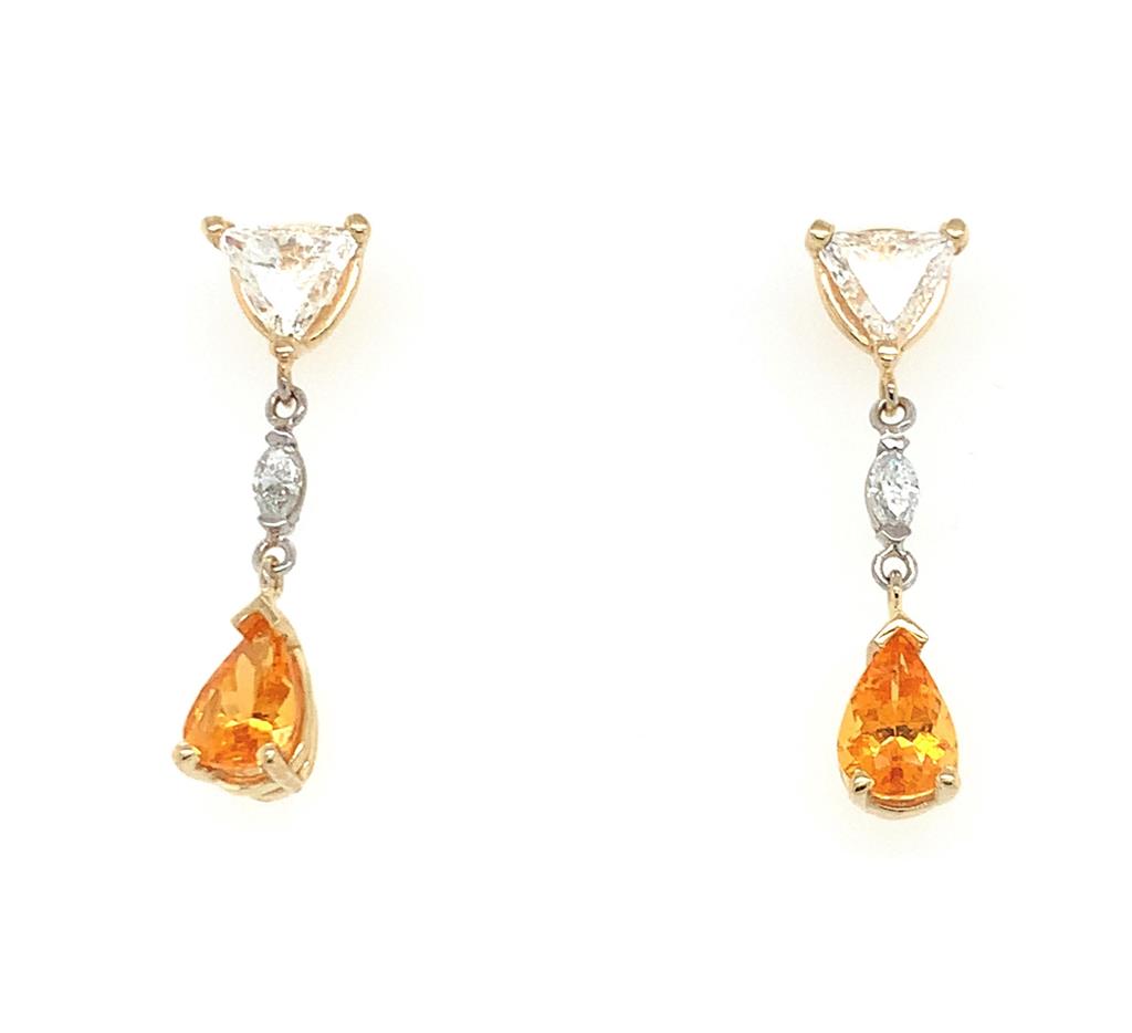 Rolland's Designs Garnet & Diamond Drop Earrings