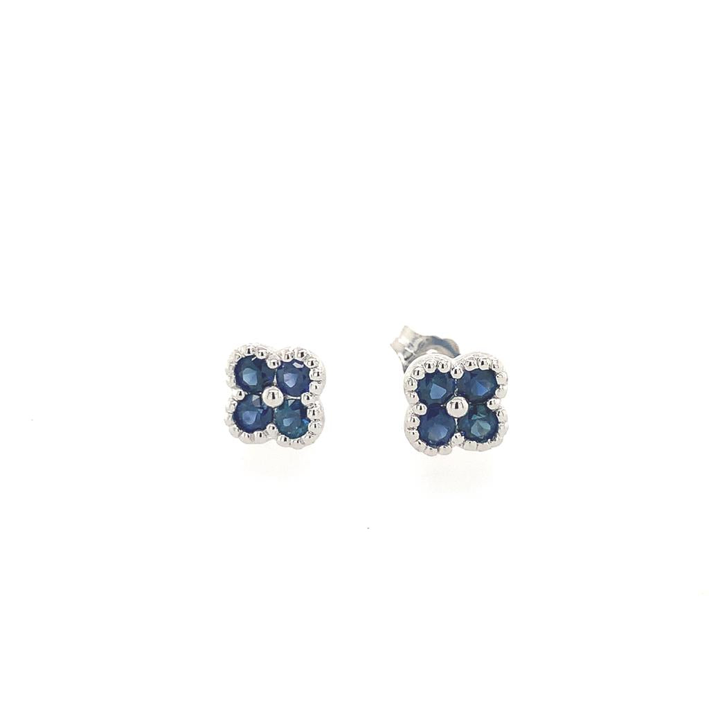 Rolland's Designs Blue Sapphire Floral Studs
