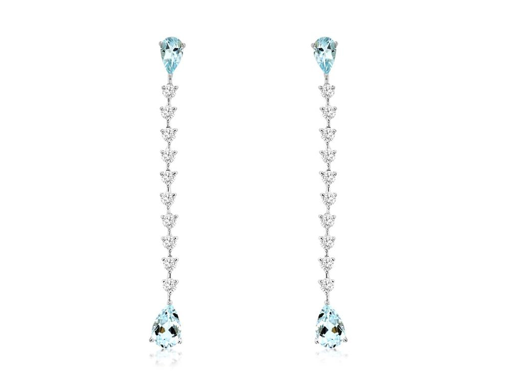 Rolland's Designs Aquamarine & Diamond Drop Earrings
