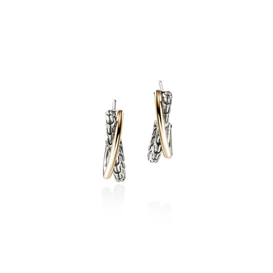 John Hardy Essentials Gold & Silver Crossover Earrings