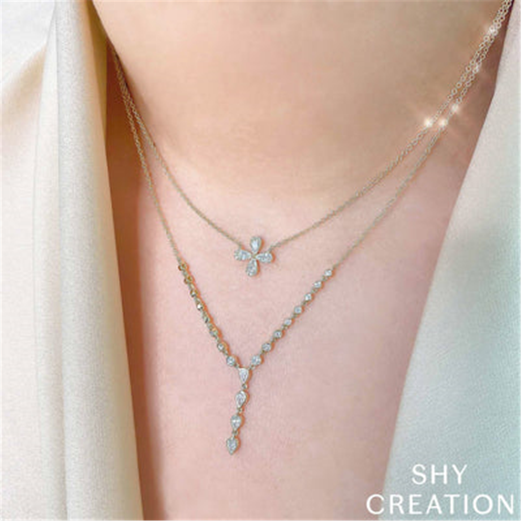 Shy 14Kw Diamond Lariat Drop Necklace
