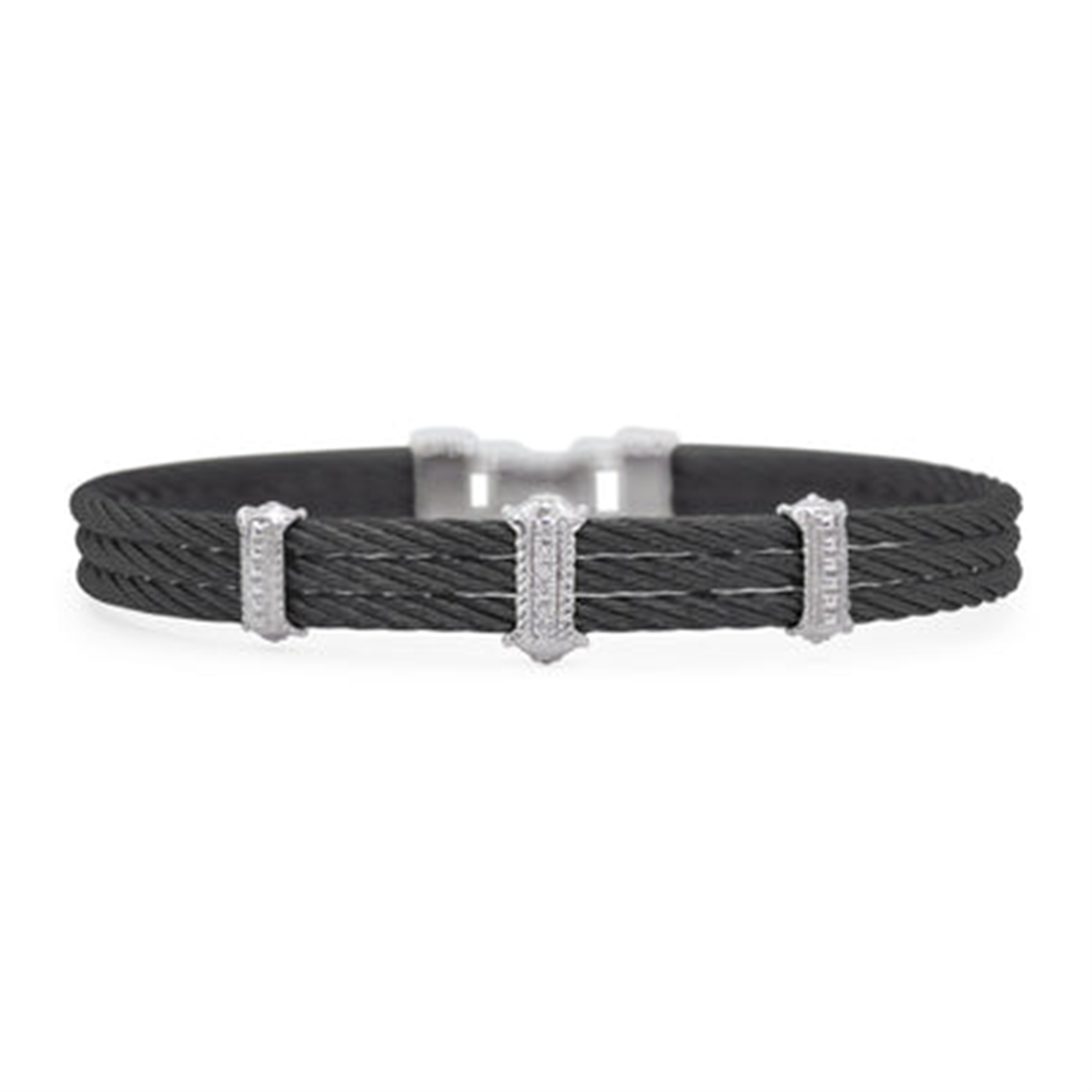 Alor Black 3-Stone Diamond Triple Cable Bracelet